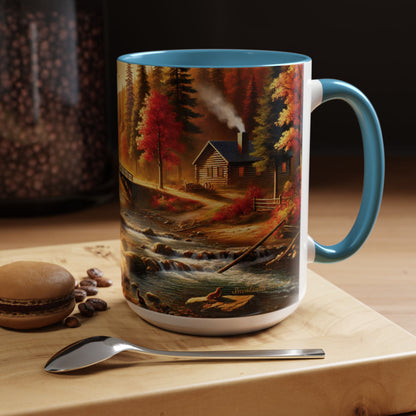 Cozy Autumn Cabin Mug | Fall Vibes Accent Coffee Mug (11oz/15oz)