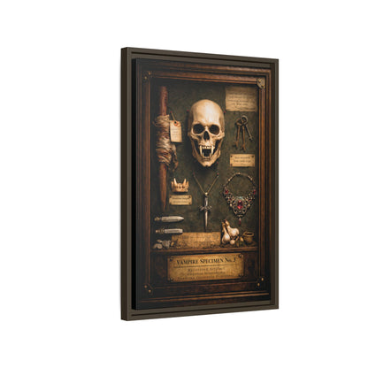 Framed Canvas Art – Vampire Specimen No. 3 | Gothic Vampire Wall Decor | Dark Academia Curiosity Cabinet Art