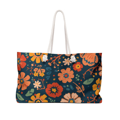 Retro Floral Weekender Tote Bag