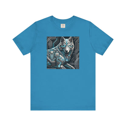 Tech Cyber Wolf Unisex Jersey Tee - Futuristic Animal Print Animal T-Shirt
