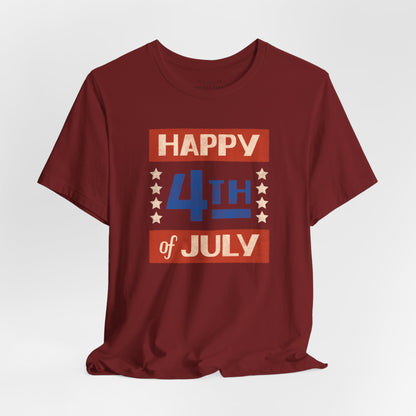 Happy 4th / Land of the Free Tee – Dual-Sided Print – Unisex Bella + Canvas Jersey T-Shirt