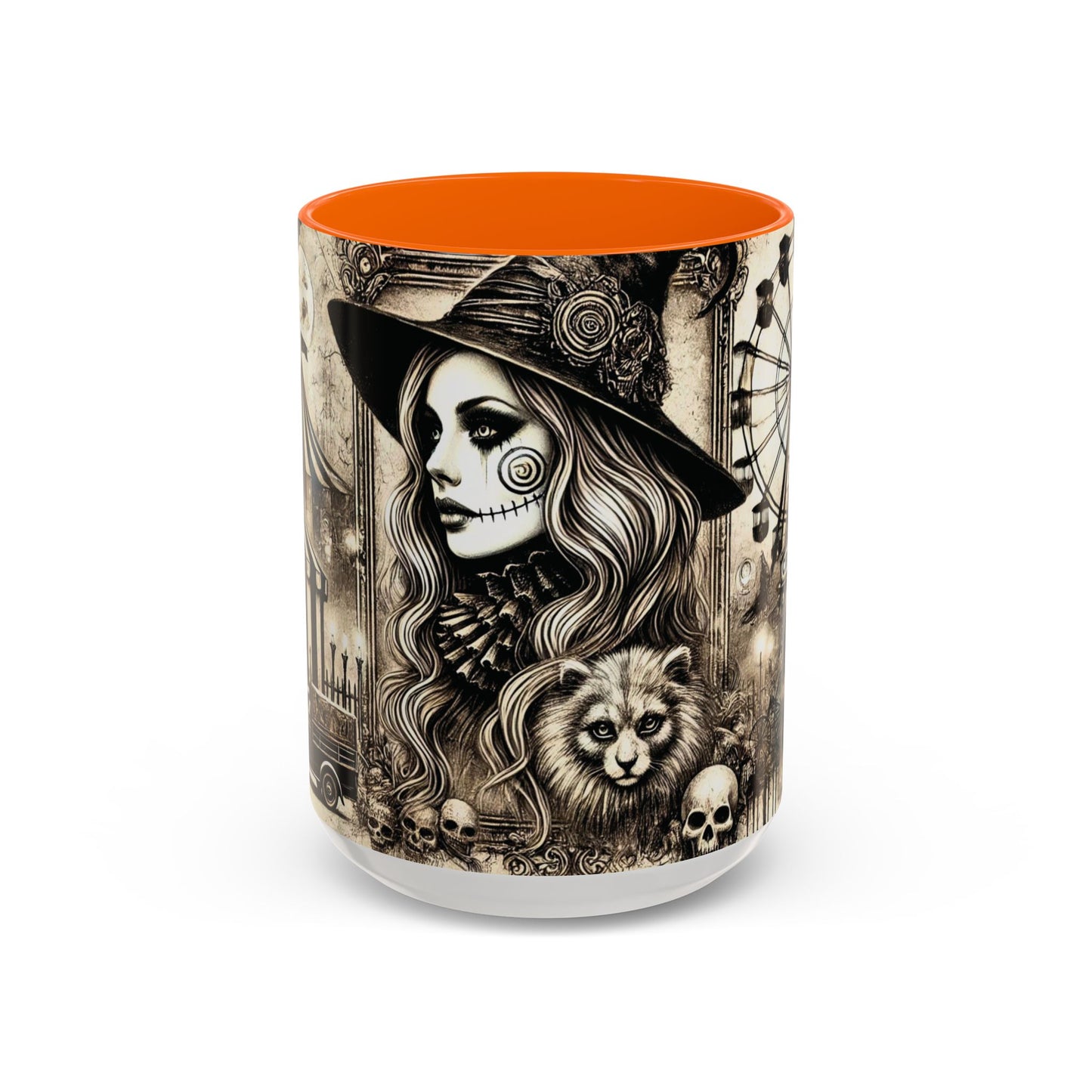 Creepy Circus Witch Mug | Vintage Halloween Accent Coffee Mug (11oz/15oz)