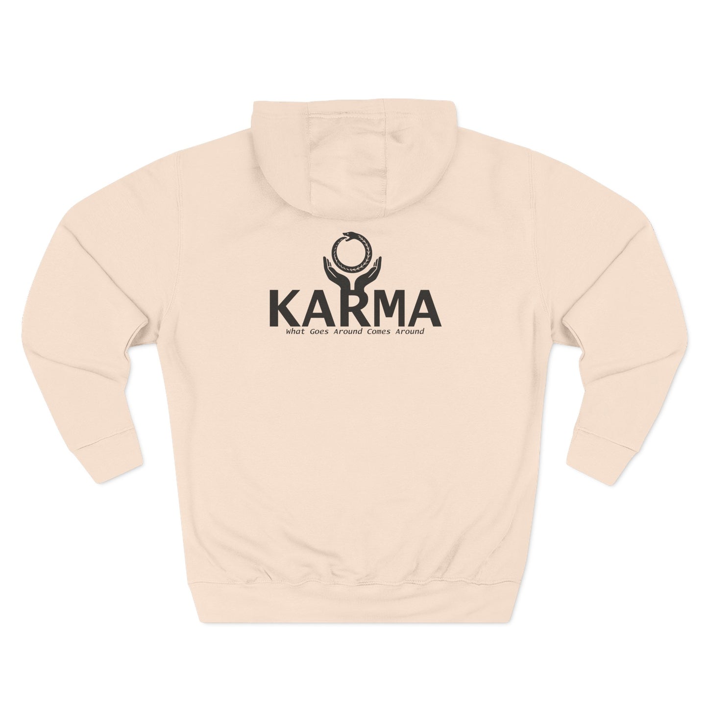 Karma Hoodie — “What Goes Around Comes Around” Minimalist Spiritual Quote Hoodie (Lane Seven Premium Fleece)