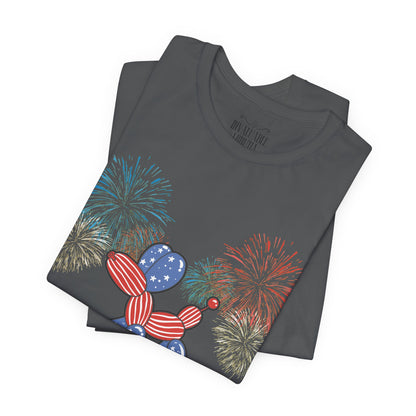 Patriotic Balloon Animal Tee, Fourth of July Shirt, Independence Day Apparel, Fireworks Unisex T-shirt, Bella + Canvas
