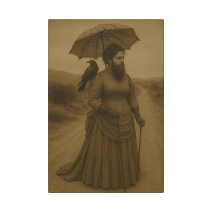 Bearded Lady with Crow – Matte Canvas Print (Gallery-Wrapped) 0.75"