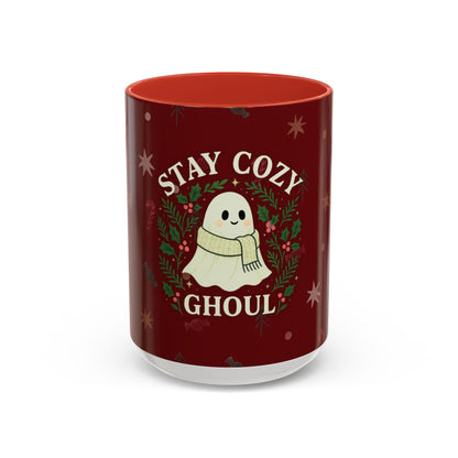 Stay Cozy Ghoul Ghost Holiday Coffee Mug – Funny Cute Christmas Accent Mug