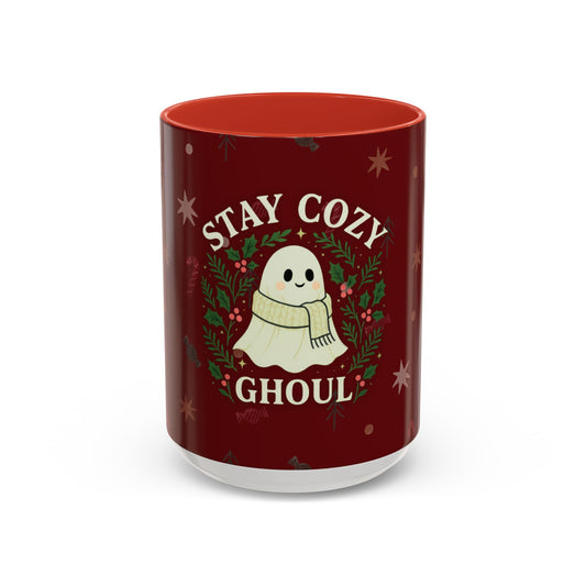 Stay Cozy Ghoul Ghost Holiday Coffee Mug – Funny Cute Christmas Accent Mug