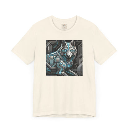Tech Cyber Wolf Unisex Jersey Tee - Futuristic Animal Print Animal T-Shirt