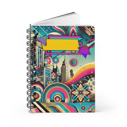 Spiral-Bound Glossy Cover Journal – “Retro Daydream” 80s-Inspired Funky Notebook, Diary, Journal