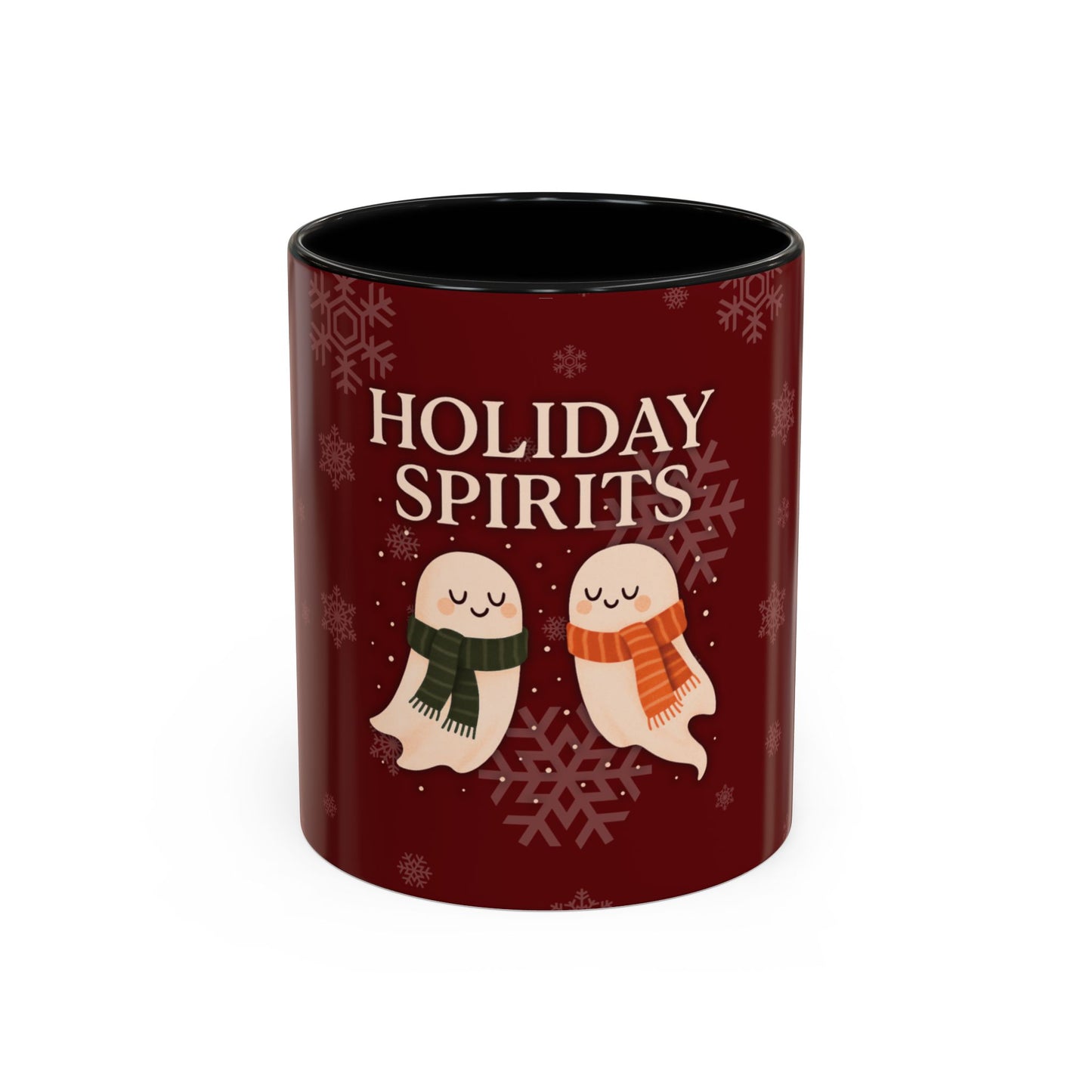 Holiday Spirits Ghost Mug – Cute Christmas Coffee Cup (11oz & 15oz, High-Gloss Accent Colors)