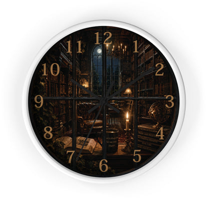 Dark Academia Library Wall Clock