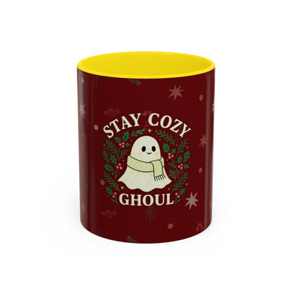 Stay Cozy Ghoul Ghost Holiday Coffee Mug – Funny Cute Christmas Accent Mug