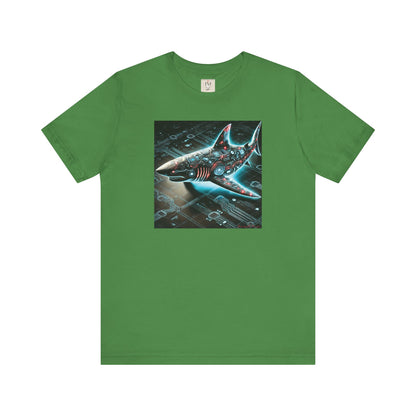 Cyber Shark Unisex Jersey Tee - Futuristic Ocean Design Tech T-Shirt