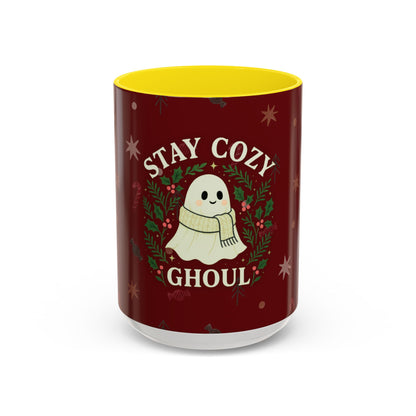 Stay Cozy Ghoul Ghost Holiday Coffee Mug – Funny Cute Christmas Accent Mug