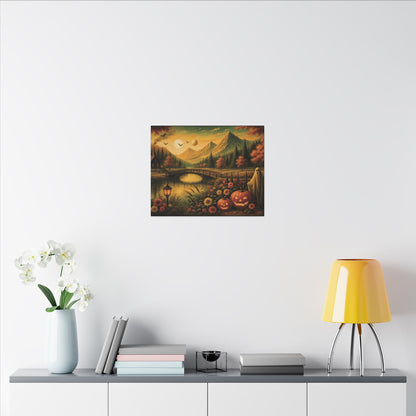 Ghost in the Garden – Autumn Halloween Landscape Canvas Print
