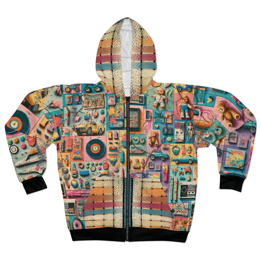 Unisex AOP Hoodie – Retro Toys | Custom Zip Hoodie | Nostalgic Streetwear