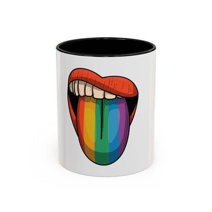 🔥💋 Pride Tongue Ceramic Mug – Rainbow Tongue Vibes 🌈✨
