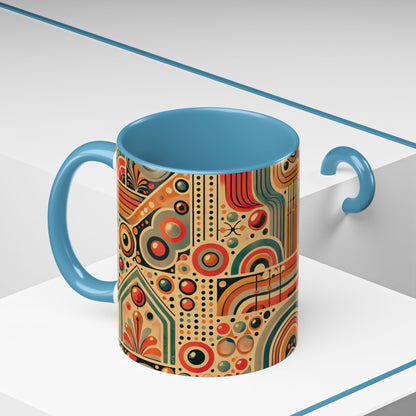 🌿 Retro Boho Accent Coffee Mug | 11oz & 15oz Ceramic Cup | Custom Colors Available