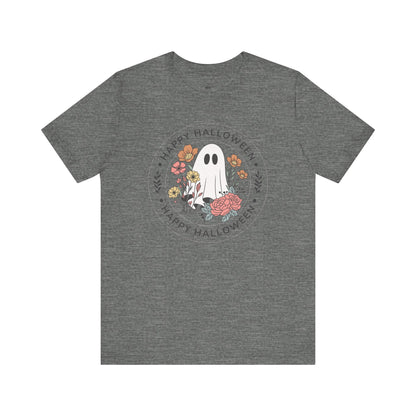 Happy Halloween Floral Ghost Tee – Bella+Canvas 3001