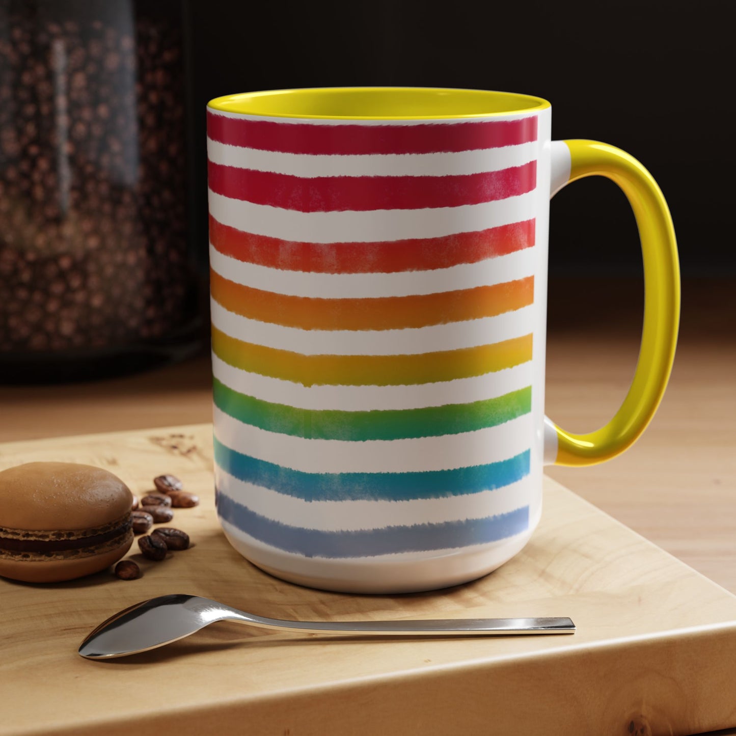 🌈 Bold Rainbow Stripes Pride Mug | 11oz/15oz | Purple Accent