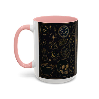 Witchy Aesthetic Coffee Mug – 15oz Black & Purple Ceramic with Occult Symbols – Goth Kitchen Decor, Halloween Gift Idea - 11oz/15oz