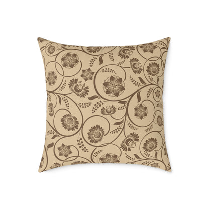 Earthy Witchy Botanical Square Poly Canvas Throw Pillow