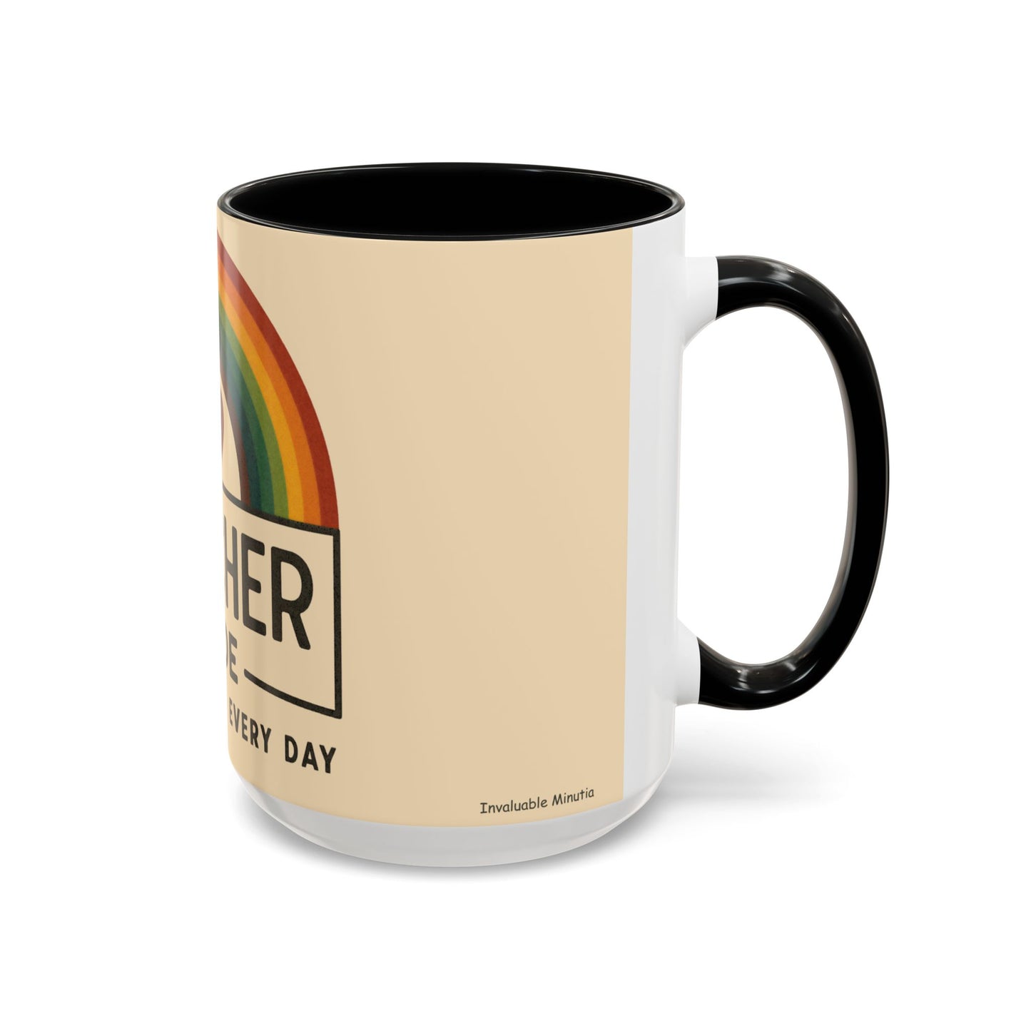 Teacher Mode – Color Accent Mug (11oz/15oz) • Rainbow Heart • Teacher Gift • Dishwasher & Microwave Safe