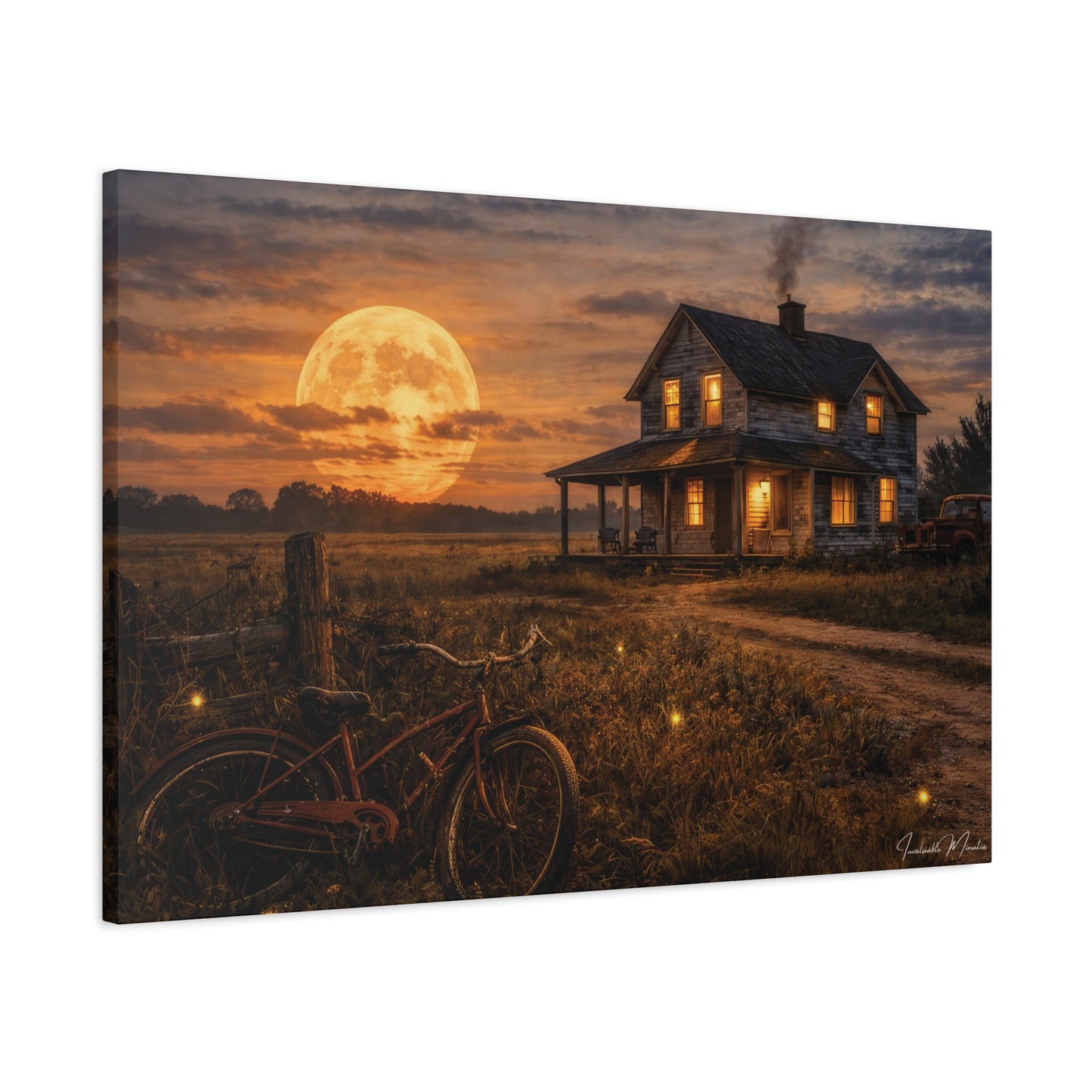 Moonlit Country House Landscape Matte Canvas Print 1.25"