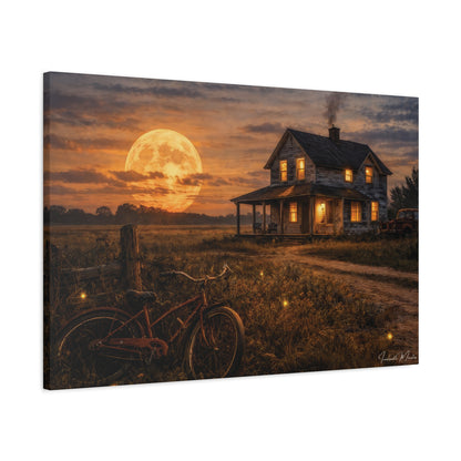 Moonlit Country House Landscape Matte Canvas Print 1.25"
