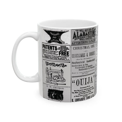 Occult Americana Coffee Tea Mug | 1800s Vintage Newspaper Ad Collage Ceramic Mug - 11oz and 15oz