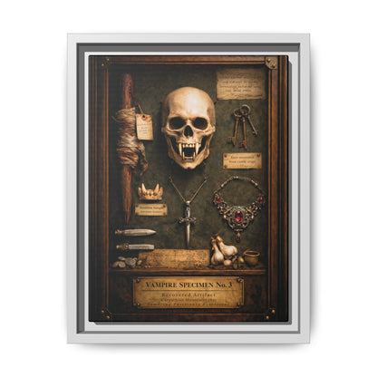 Framed Canvas Art – Vampire Specimen No. 3 | Gothic Vampire Wall Decor | Dark Academia Curiosity Cabinet Art