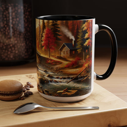 Cozy Autumn Cabin Mug | Fall Vibes Accent Coffee Mug (11oz/15oz)