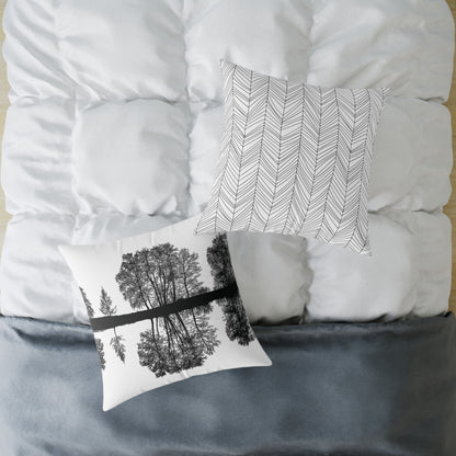 Reflection Forest Silhouette Tree Throw Pillow – Photo Silhouette Landscape Accent for Liminal Souls - Canvas Throw Pillow