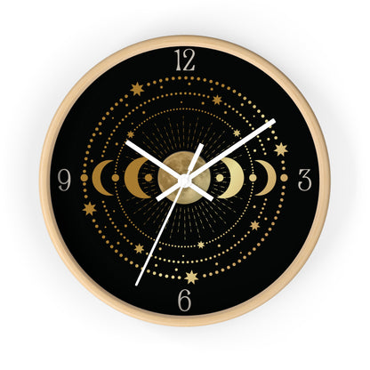 Moon Phase Wall Clock – Gold Celestial Lunar 10" Decor