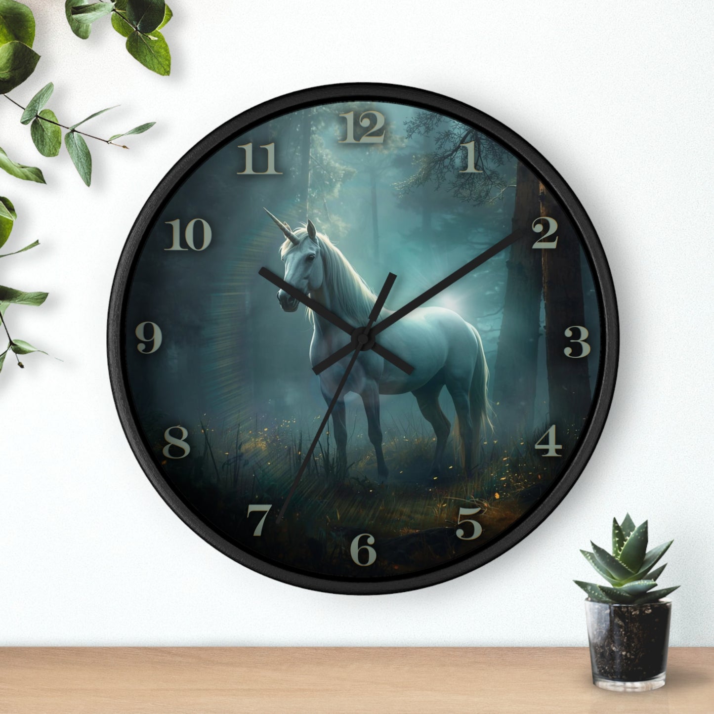 Mystical Unicorn Wall Clock – Enchanted Forest Fantasy 10" Decor