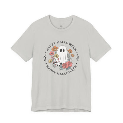 Happy Halloween Floral Ghost Tee – Bella+Canvas 3001