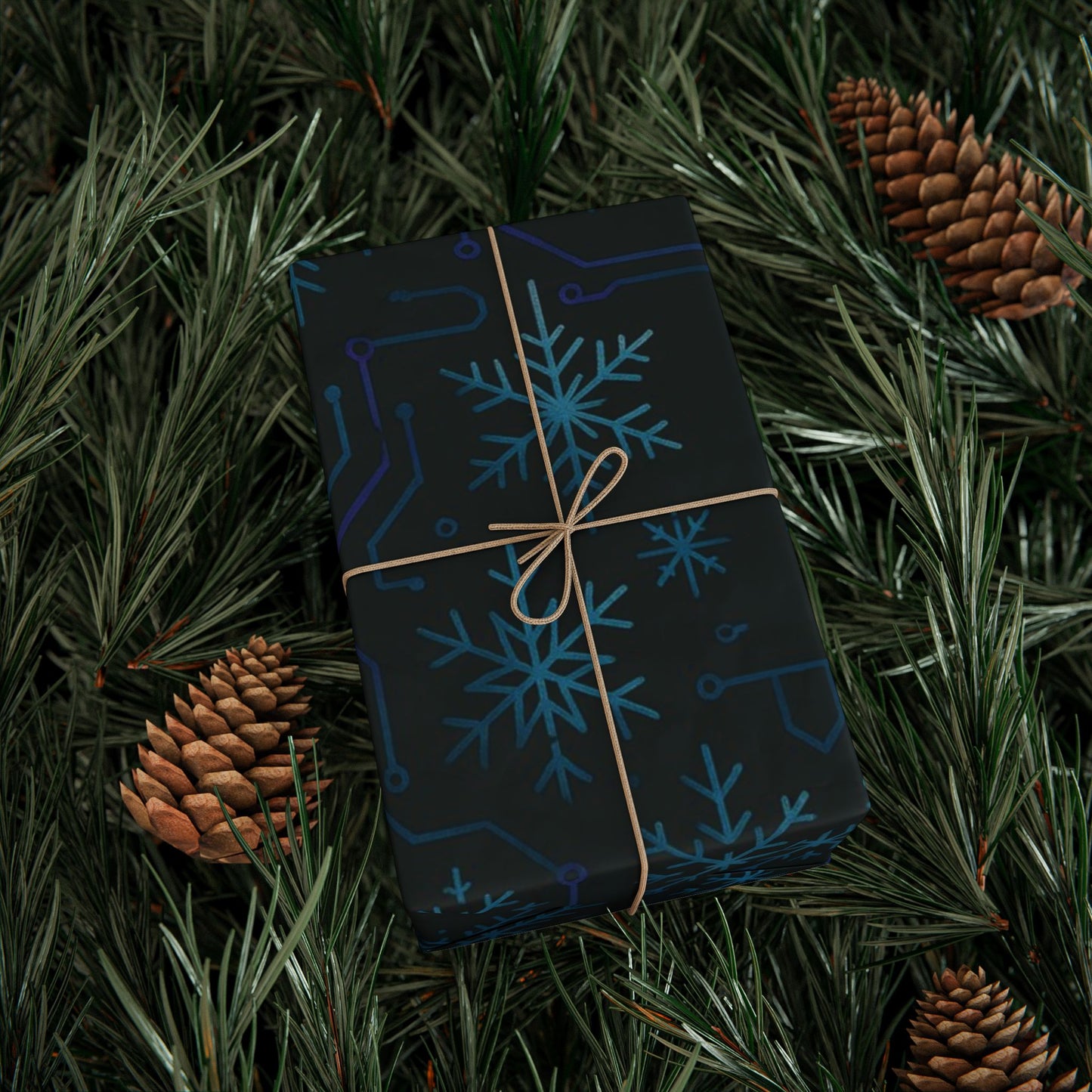 Cyber Yule Circuit – Luxury Christmas Wrapping Paper, Seamless Designer Gift Wrap, 30" Roll (Matte/Gloss)