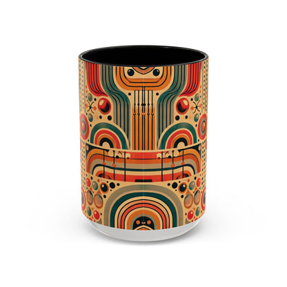 🌿 Retro Boho Accent Coffee Mug | 11oz & 15oz Ceramic Cup | Custom Colors Available