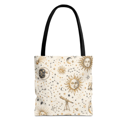 Celestial Sun & Moon Canvas Tote Bag