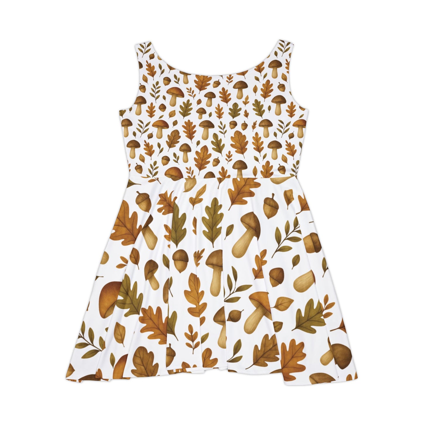 Autumn Botanica AOP Skater Dress – Mushrooms, Leaves & Acorns | Invaluable Minutia