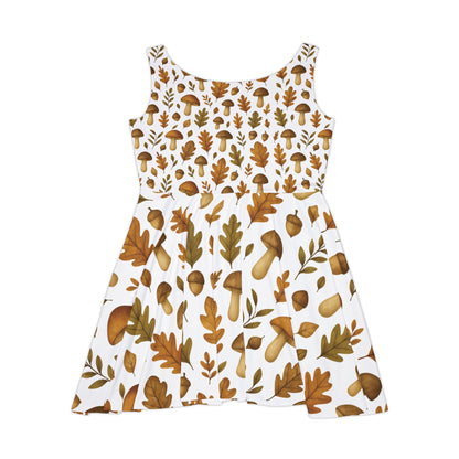 Autumn Botanica AOP Skater Dress – Mushrooms, Leaves & Acorns | Invaluable Minutia