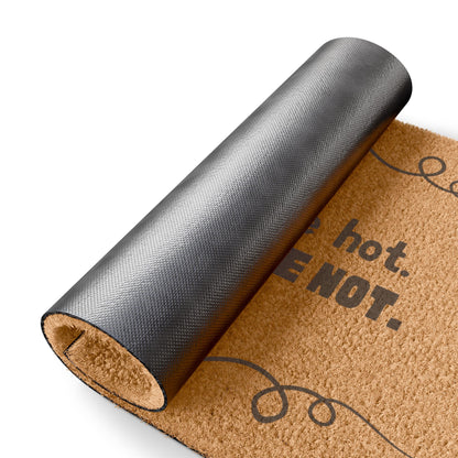 Knock If You’re Hot Doormat – Funny Sarcastic Welcome Mat, Bold Black Print Boutique Décor