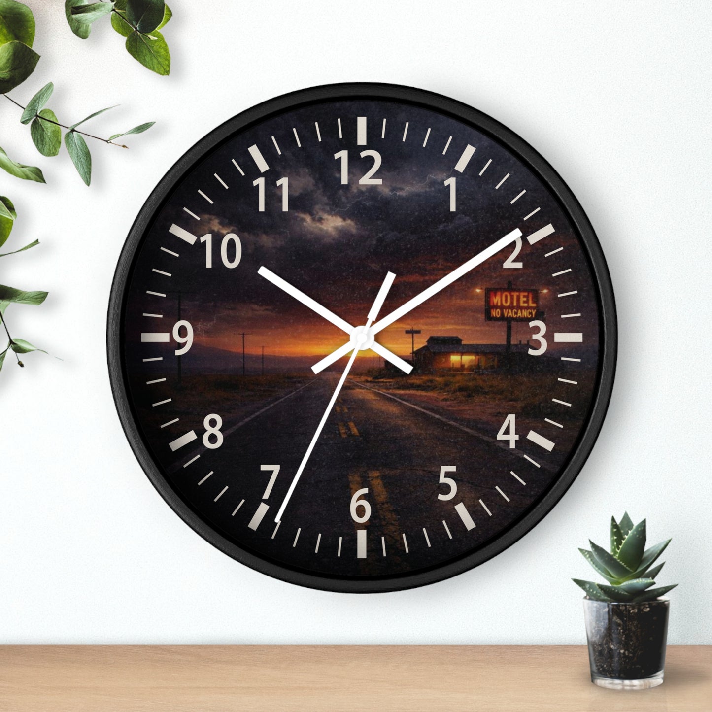 Still Here - Desert Motel No Vacancy Road Premium Wall Clock