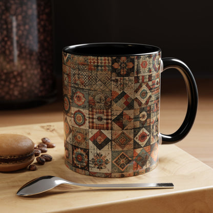 Boho Patchwork Quilt Mug | Vintage Accent Coffee Mug (11oz/15oz)