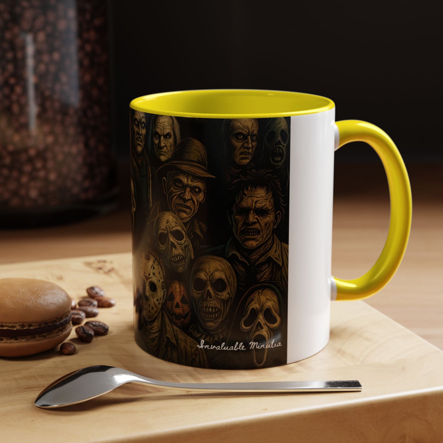 Horror Villain Collage Mug – 15oz & 11oz Ceramic Coffee Mug – Slasher Icons Halloween Gift – Goth Horrorcore Kitchen Decor