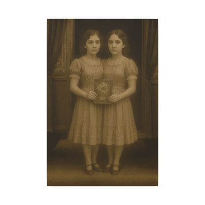 Conjoined Twins – Matte Canvas Print (Gallery-Wrapped) 0.75" – Vintage Circus-Inspired Canvas Wall Art