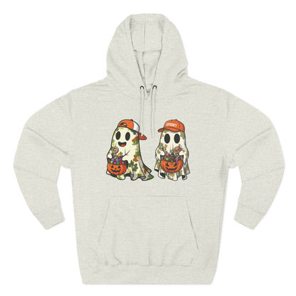 Trick-or-Treater Ghost Hoodie – Cute Camo Halloween Design | Premium Fleece (Front & Back Print) – Lane Seven LS14001