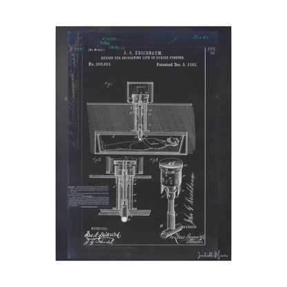Safety Coffin Patent Print (1882) – Gothic Blueprint Canvas Wall Art
