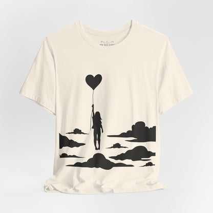🎈 Up and Away Tee – Heart Balloon Silhouette