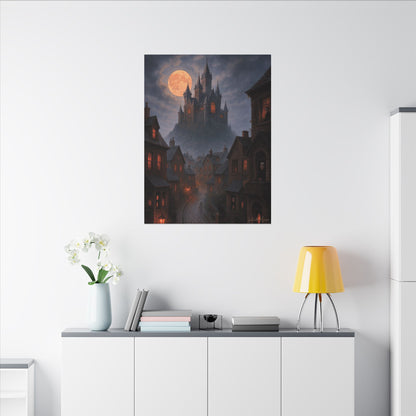 Haunted Hilltop Castle Canvas Print – Gothic Halloween Wall Art for Spooky Season Decor
